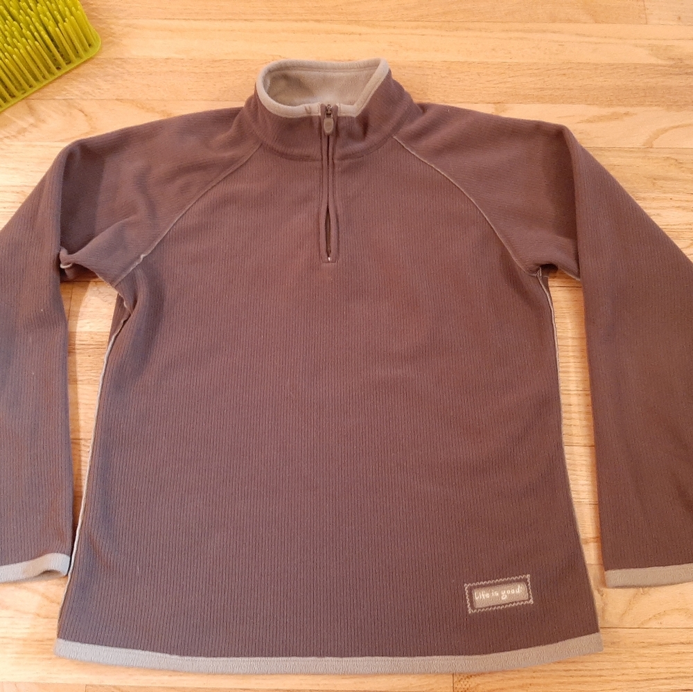 Life Is Good Women's Medium Gray Sweater 1/4 Zip